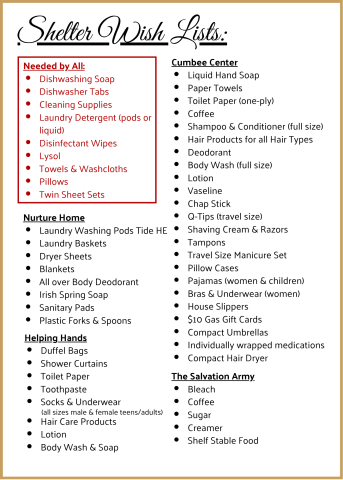 Shelter Wish Lists